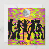 ダンス ディスコ バースデー パーティー 招待状 ティール (正面)