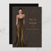 ダンス&ディナー用ブラックタイ招待状 招待状 (正面/裏面)