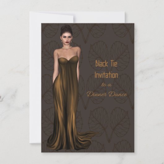 ダンス&ディナー用ブラックタイ招待状 招待状 (正面)