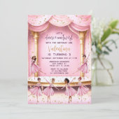 ダンス&トゥイルピンクバレエステージバレリーナ誕生日 招待状 (スタンド正面)