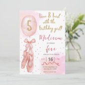 ダンス&トワイルピンクガールバレエシューズ誕生日 招待状 (スタンド正面)