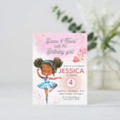 ダンス&トワイルピンクバレエガール誕生日 ポストカード (スタンド正面)