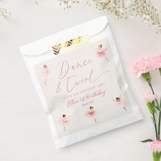 ダンス&トワイルピンクバレリーナバレエ誕生日パーティー フェイバーバッグ (封をした状態)