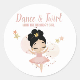 ダンス&トワイル、プリンセスバレリーナw/ティアラ誕生日 ラウンドシール