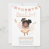ダンス&トワイル、プリンセスバレリーナw/ボウ誕生日 招待状 (正面)