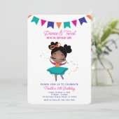 ダンス&トワイル、プリンセスバレリーナw/ボウ誕生日 招待状 (スタンド正面)