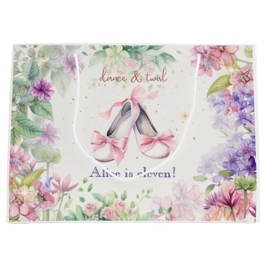 ダンス・バレリーナ誕生日 ラージペーパーバッグ (正面)