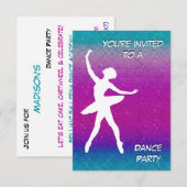 ダンス ピンク パープル ターコイズ オンブレ パーティー 招待状 (正面/裏面)