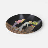 ダンス・フロアのパーティーの注意ラインダンサーの女性 ペーパープレート (アングル)