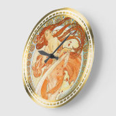 ダンス-ミュシャによるアールヌーボーの設計 ラージ壁時計 (傾斜)