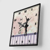 ダンス-ヴィンテージの背景のバレリーナのシルエット スクエア壁時計 (傾斜)