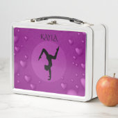 ダンス/体操用の弁当箱/白&紫/名前 メタルランチボックス (インサイチュ)