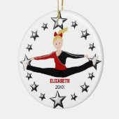 ダンス、応援のブロンドの赤くおよび黒い セラミックオーナメント (左)