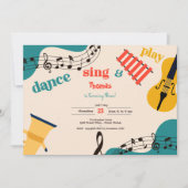 ダンス 歌 お遊び 子供の誕生日 招待状 (正面)