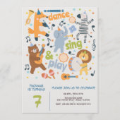 ダンス 歌 お遊び 子供の誕生日 招待状 (正面)
