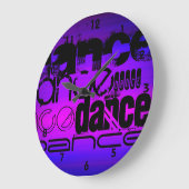 ダンス；紫鮮やか青とマゼンタ ラージ壁時計 (傾斜)
