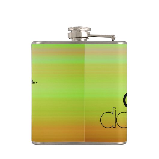 ダンス、鮮やかグリーン、オレンジ、イエロー フラスク (裏面)