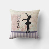 ダンス – Ballerinaシルエットヴィンテージ背景 クッション (裏面)