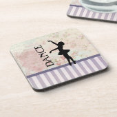 ダンス – Ballerinaシルエットヴィンテージ背景 コースター (左側)