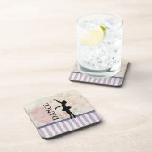 ダンス – Ballerinaシルエットヴィンテージ背景 コースター (右側)