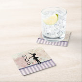 ダンス – Ballerinaシルエットヴィンテージ背景 スクエアペーパーコースター (インサイチュ)