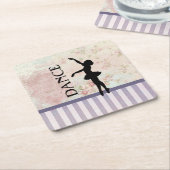 ダンス – Ballerinaシルエットヴィンテージ背景 スクエアペーパーコースター (アングル)