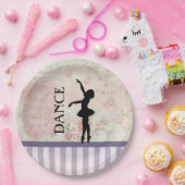 ダンス – Ballerinaシルエットヴィンテージ背景 ペーパープレート (パーティー)