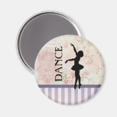 ダンス – Ballerinaシルエットヴィンテージ背景 マグネット (正面/裏面)
