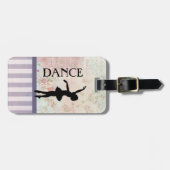 ダンス – Ballerinaシルエットヴィンテージ背景 ラゲッジタグ (正面横)
