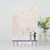 ダンス – Ballerinaシルエットヴィンテージ背景 便箋 (スタンド正面)