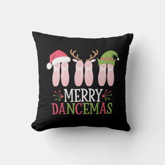 ダンセマメリースクリスマスバレエシューズ踊り クッション (正面)