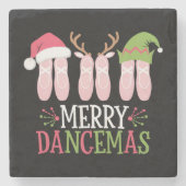 ダンセマメリースクリスマスバレエシューズ踊り ストーンコースター (正面)