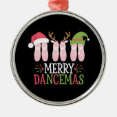 ダンセマメリースクリスマスバレエシューズ踊り メタルオーナメント (正面)