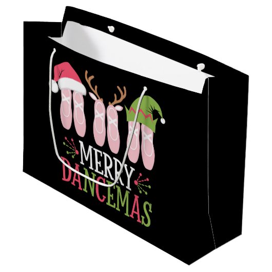 ダンセマメリースクリスマスバレエシューズ踊り ラージペーパーバッグ (正面アングル)