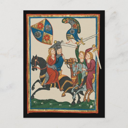 ダンセル・イン・苦悩、14世紀の中世アート ポストカード (正面)