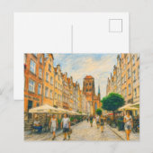 ダンツィヒの琥珀の街路の淡彩画 店舗のディ シーズンポストカード (正面/裏面)