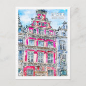 ダンツィヒグダンスクポーランド旅行水の色のスケッチ ポストカード (正面)