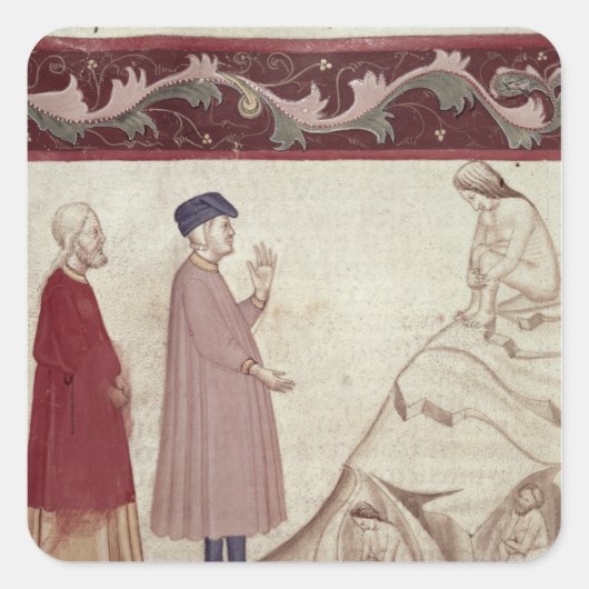 ダンテとヴァージルは投獄された魂と出会う スクエアシール (正面)