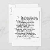 ダンテの「ディヴィナ・コメディア」の断片 ポストカード (正面/裏面)