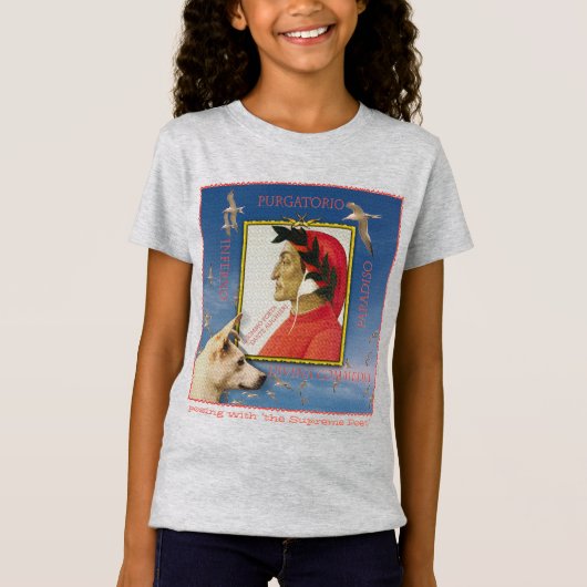 ダンテ・アリギエーリとポーズをとるTシャツ Tシャツ (正面)