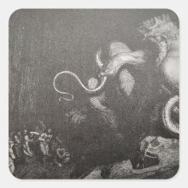 ダンテ&ヴァージルはミノスと彼のしっぽと出会う-インフェルノ スクエアシール