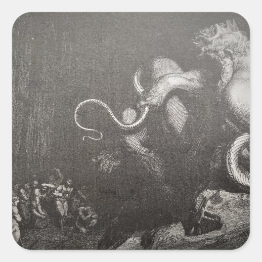 ダンテ&ヴァージルはミノスと彼のしっぽと出会う-インフェルノ スクエアシール (正面)