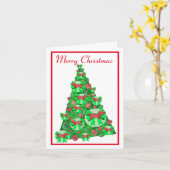 ダンディディディディンモントドグシルエットクリスマスツリーホワイト カード (黄色い花)