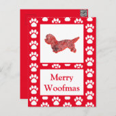 ダンディディディディンモントドグシルエットレッドメリークリスマス ポストカード (正面/裏面)