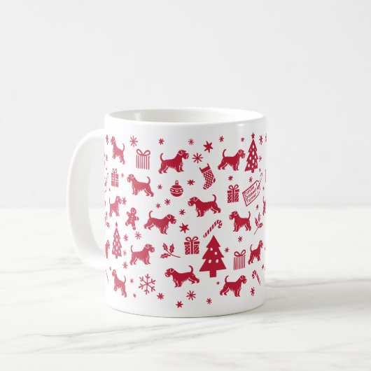 ダンディディディンモントテリアクリスマスデザイン コーヒーマグカップ (正面左)