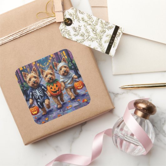 ダンディディディンモントテリアトリックオアトリートハロウィーン スクエアシール (ギフト)