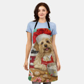 ダンディディディンモントテリアホリデーベーキング：クリスマス エプロン (着用した状態)