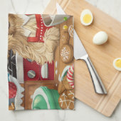 ダンディディディンモントテリアホリデーベーキング:クリスマス キッチンタオル (四つ折り)