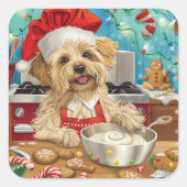 ダンディディディンモントテリアホリデーベーキング：クリスマス スクエアシール (正面)