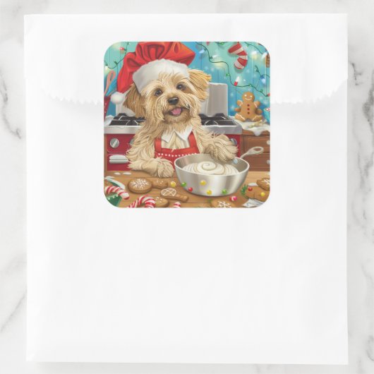 ダンディディディンモントテリアホリデーベーキング：クリスマス スクエアシール (バッグ)